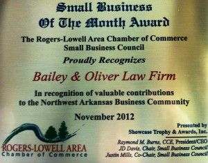 Oliver Law Firm Receive the Small Business Award