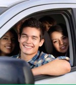 teens driving in car