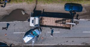aerial view of a truck accident | Oliver Law Firm